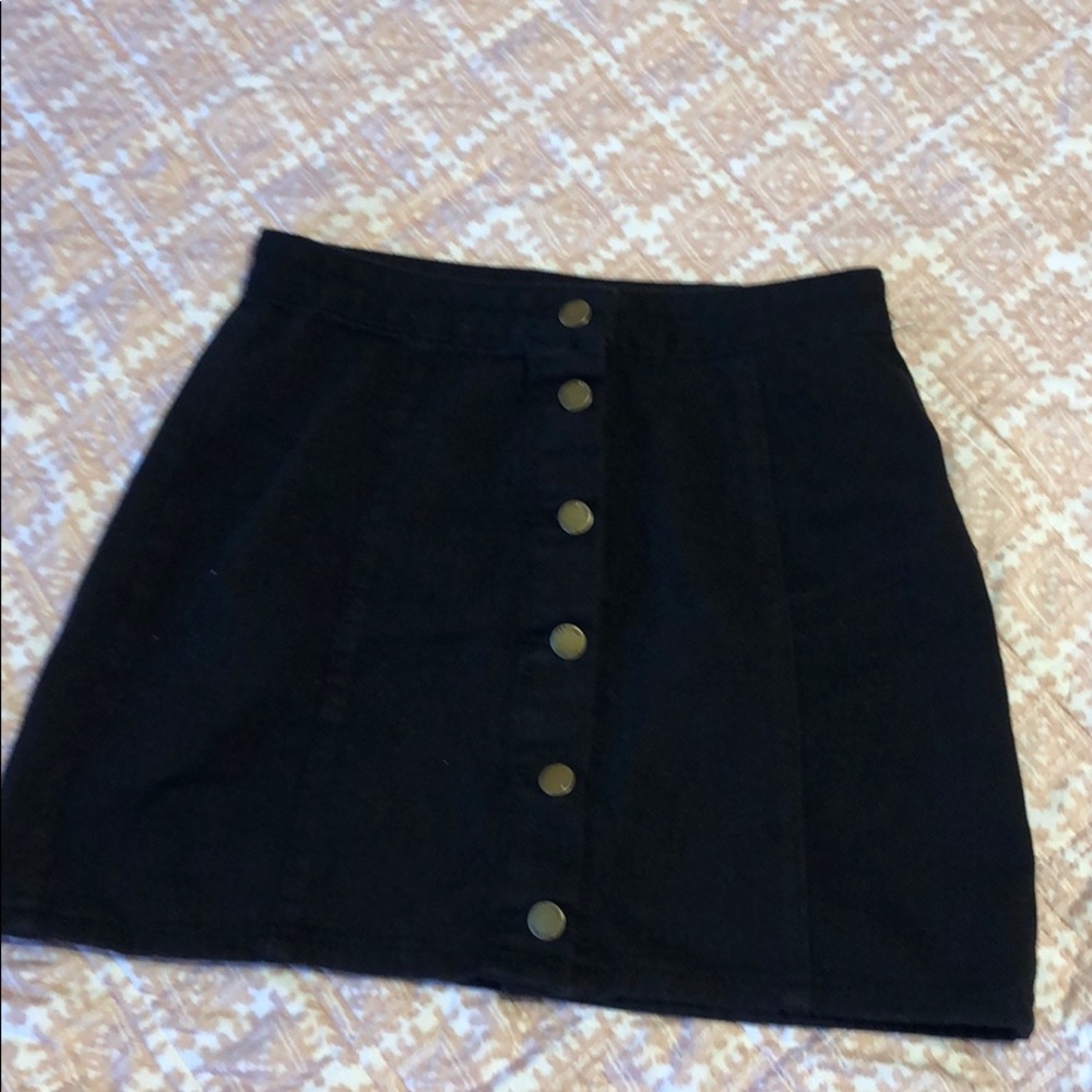 Black button up mini skirt